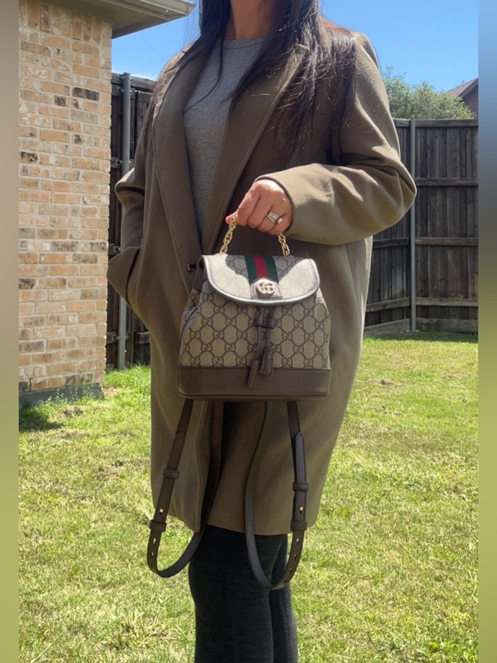 Gucci Beige GG Supreme Mini Backpack
